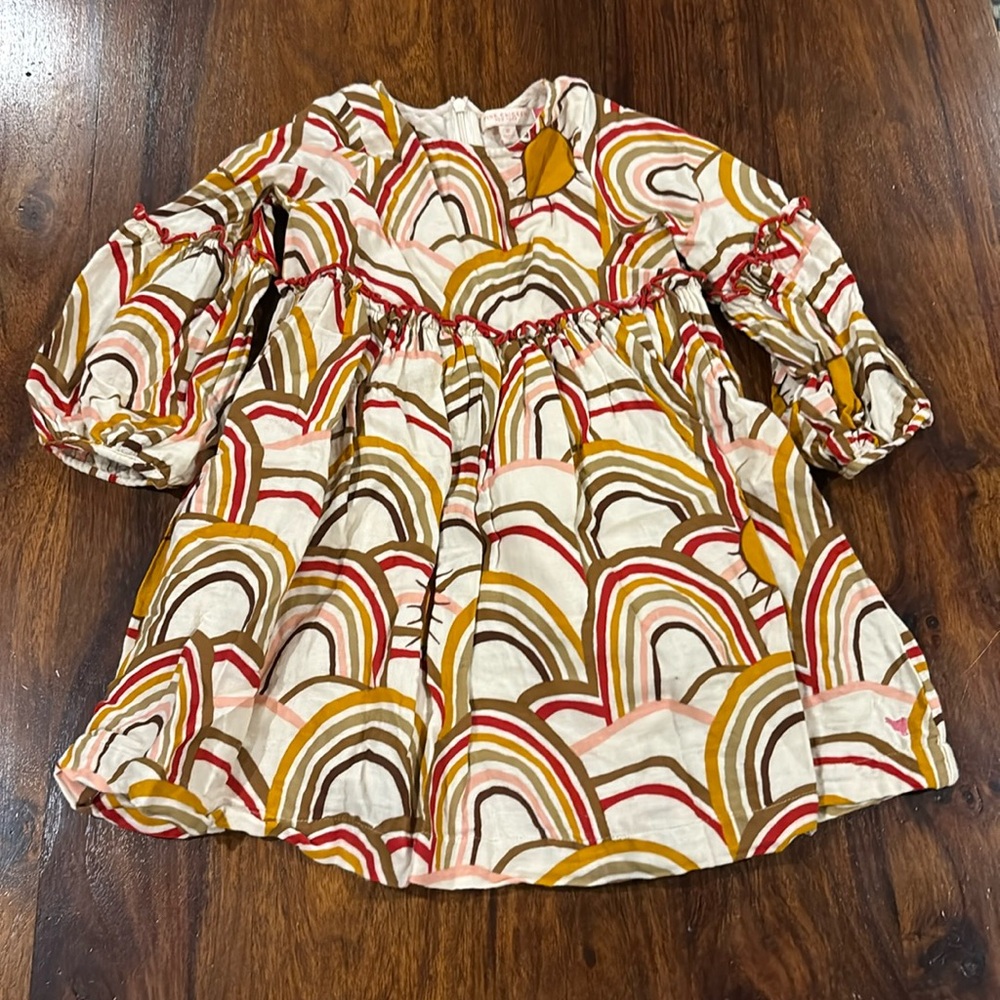 Pink Chicken 3Y Cream Rainbow and Sun Dress